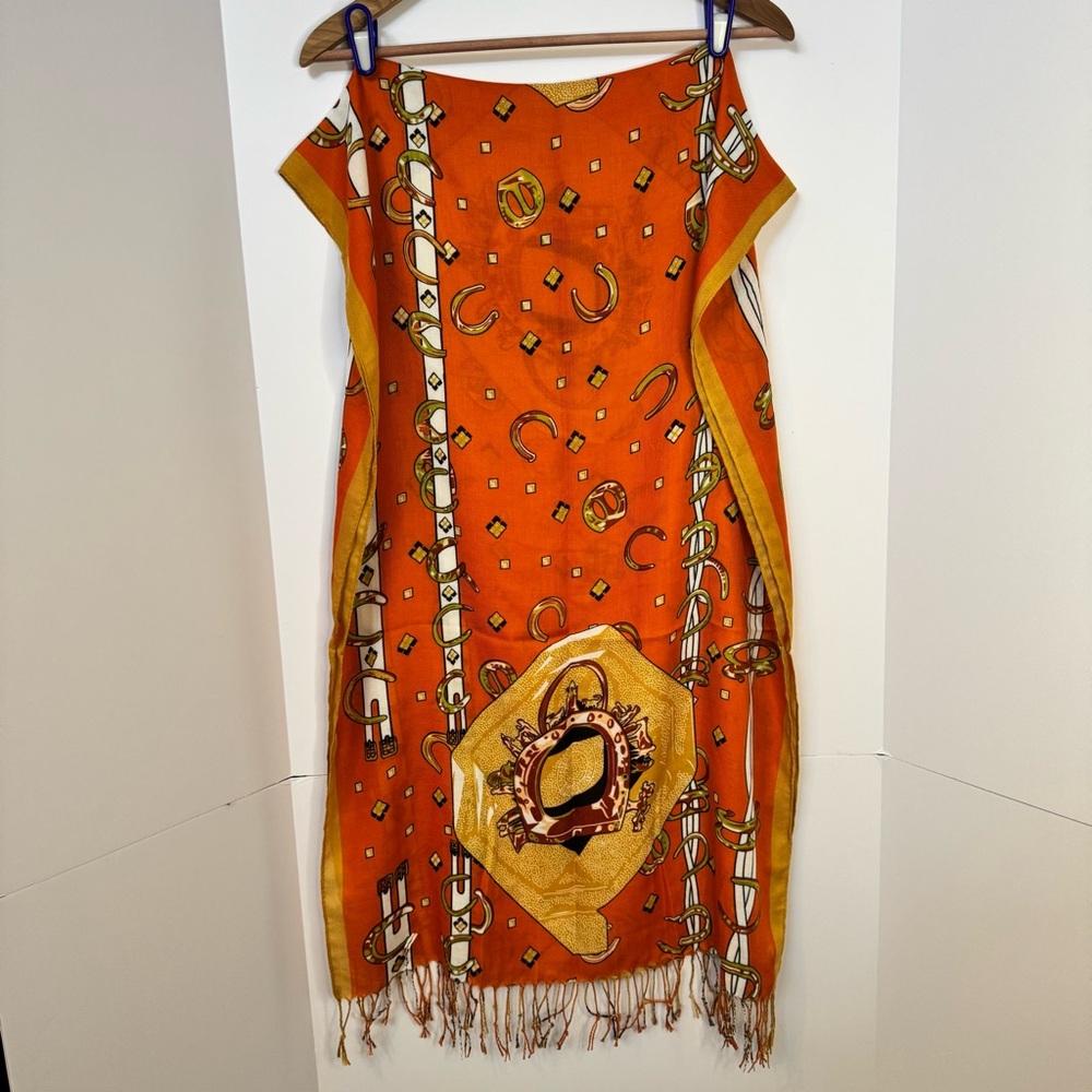 Equestrian Horse Shoe Fringe Scarf Shawl